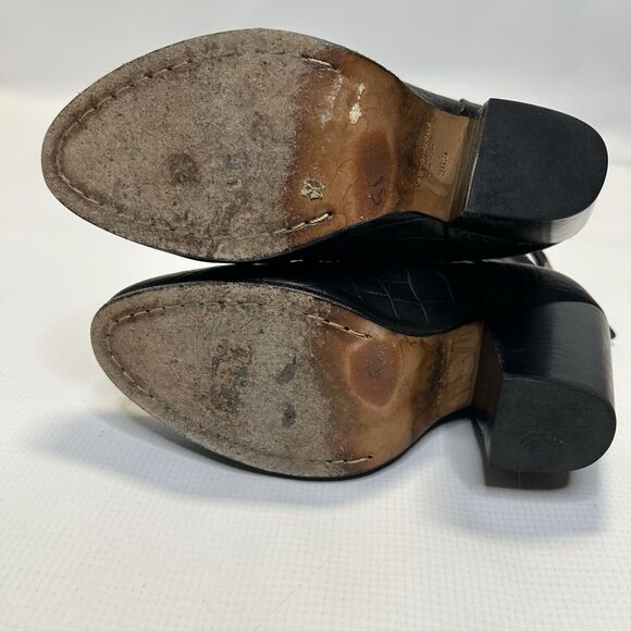 Rag & Bone Womens Newbury Croc Embossed Leather Ankle Booties 5.5 Black Classic - Picture 9 of 10